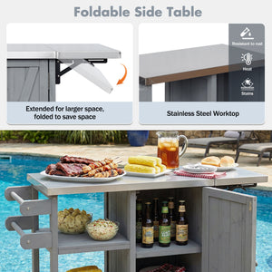 Foldable Outdoor Kitchen Island With Storage Cabinet