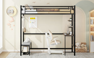 Twin Size Loft Bed Frame with Storage