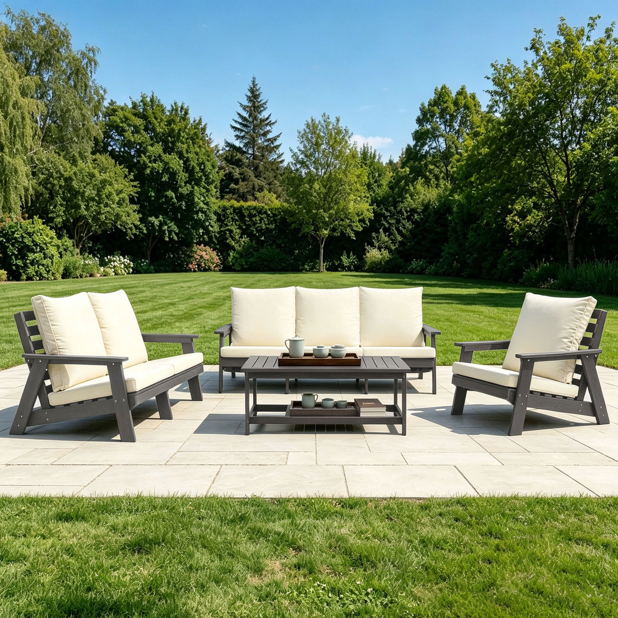 HIPS 3 Seater Outdoor Garden Sofa with Cushion