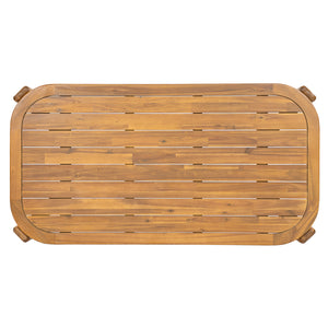 Kaja Outdoor Acacia Wood Dining Table, Teak Finish with Slat Design