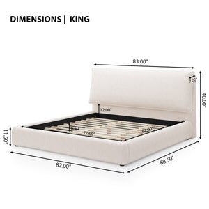 Upholstered Platform Bed Frame with Oversized Plush Pillow Headboard