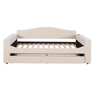 Upholstered Daybed With Storage Armrests, Trundle And Latest Integrated tooth Audio System