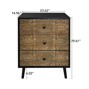 3 Drawer Cabinet, Suitable For Bedroom - Black