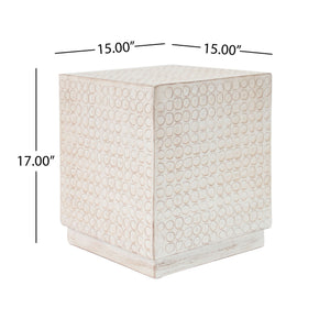 Chic Modern Mgo Cube Side Table With Fluted Design - Antique Brown - Best Buy Furniture