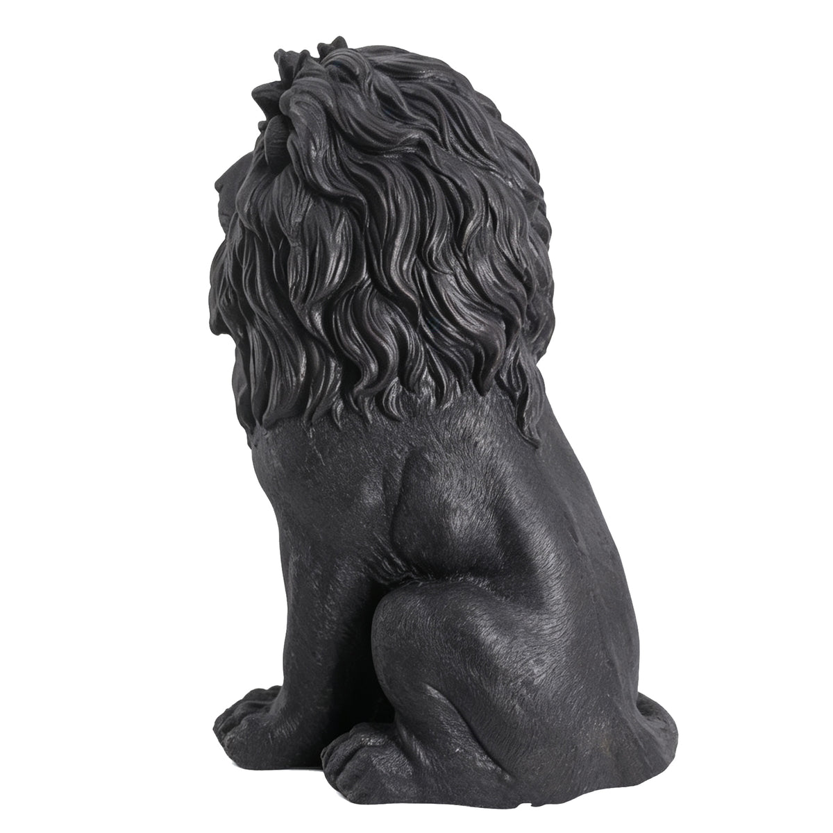 Elegant Sitting Lion Statue with Matte Black Finish - 20.67 Inches
