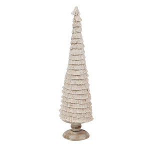 D3.9x15" Fringes Embellished Cone With Wooden Base