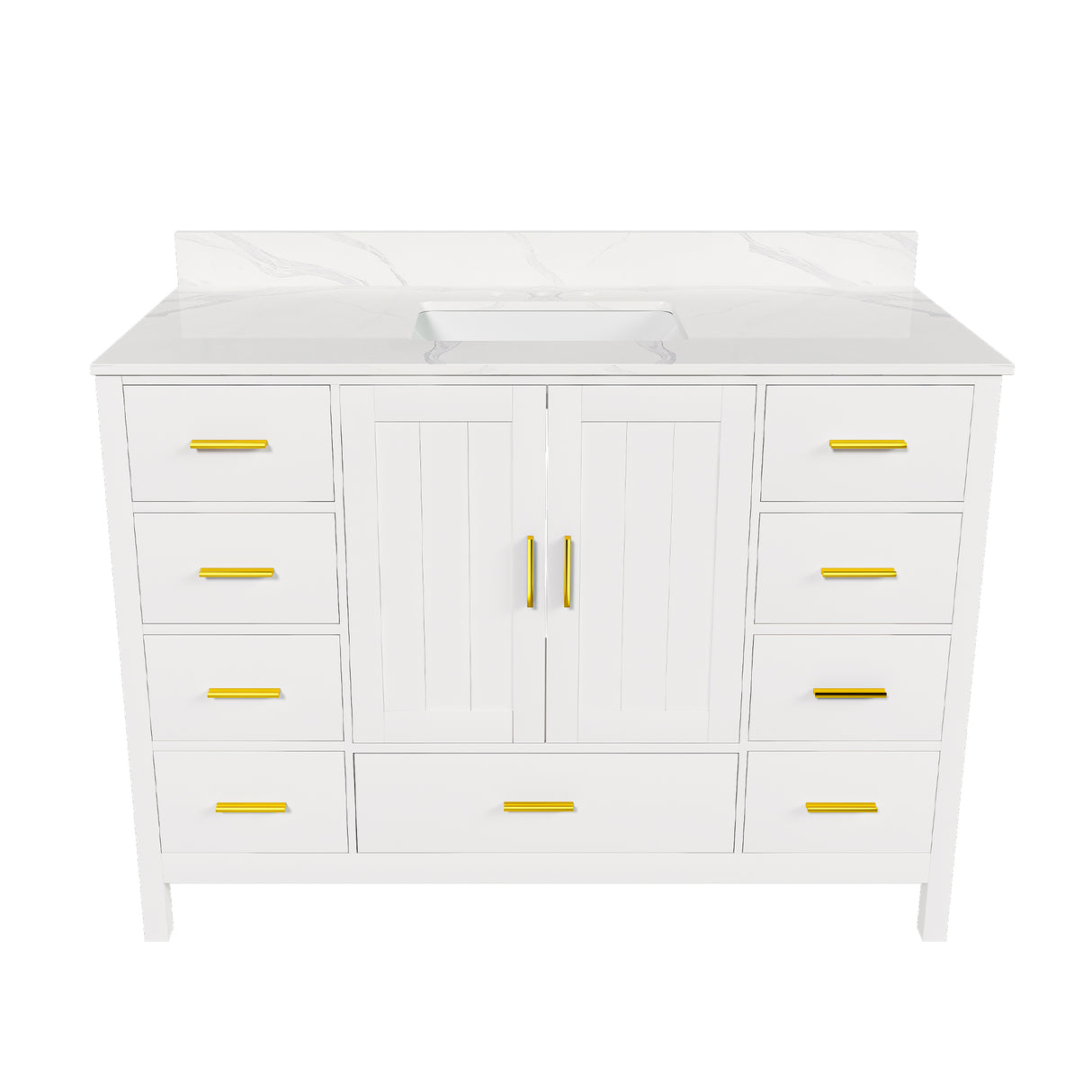 48" Modern Solid Wood Bathroom Vanity with Sink, 49" Carrara