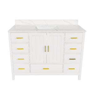 48" Modern Solid Wood Bathroom Vanity with Sink, 49" Carrara