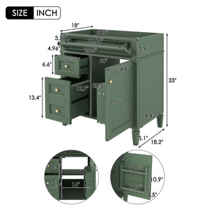 Bathroom Vanity With 2 Drawers And Tip-Out Drawer, Storage Cabinet
