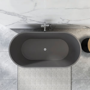 63 Inch Solid Surface Oval Shape Freestanding Bathtub