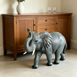 20'' Tall Resin Elephant Statue with Raised Trunk