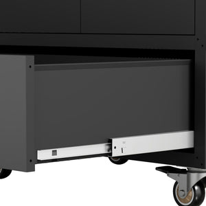 Mobile Tool Cart With Lockable Casters, Heavy-Duty Storage Organizer - Black