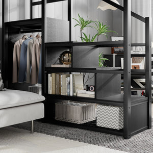 Loft Bed With Storage Shelves, Wardrobe