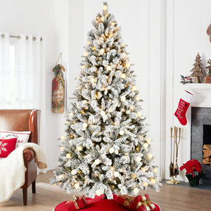 7.5ft Flocked Christmas Tree with 400L Colorful LED Lights