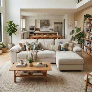 Modern L-Shaped Sectional Sofa with Ottoman - 105.5 Inch