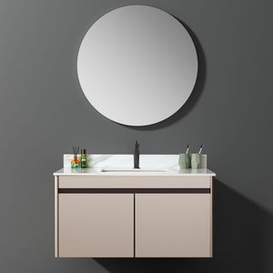 Elegant Vanity Top With Undermount Sink And Backsplash, Sintered Stone