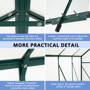 Polycarbonate house Raised Base And Anchor Aluminum Heavy Duty Walk-In houses For Outdoor Backyard In All Season