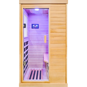 Infrared Sauna Room Single Room With Hemlock Frame, 6 Heating Plates, Built-In Lights And Bluetooth Audio - Natural
