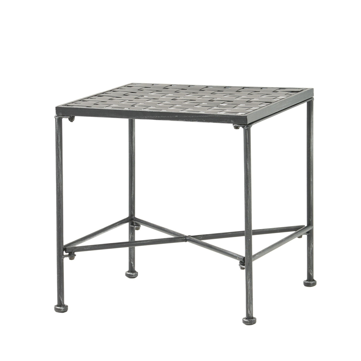 Outdoor Square Side Table With X Shaped Iron Frame - Black - Best Buy Furniture