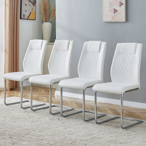 Modern Dining Chairs With Padded Seat, Metal Legs