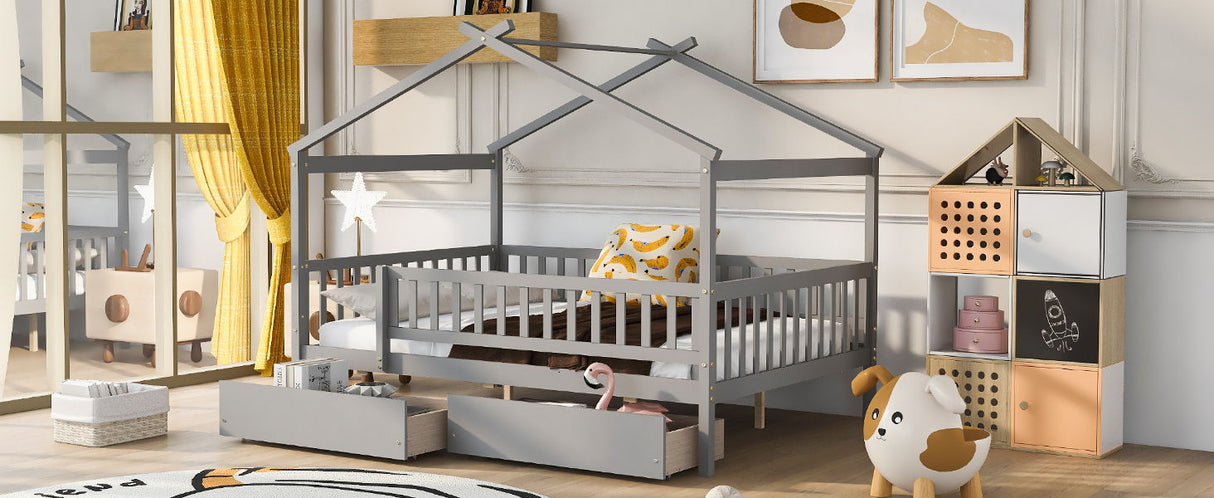 House Bed With 2 Drawers