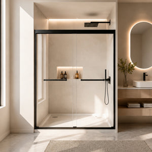 Tempered Glass Aluminum Frame Double Sliding Shower Door
