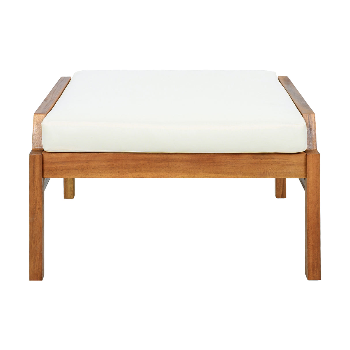 Outdoor Ottoman Table in Acacia Wood with Wicker Accents