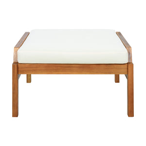 Outdoor Ottoman Table in Acacia Wood with Wicker Accents
