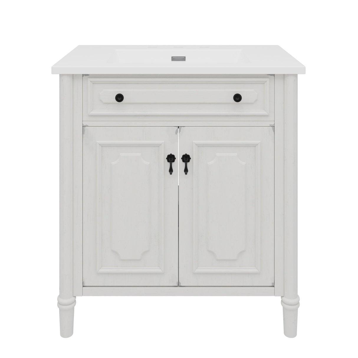 Vintage Bathroom Vanity With Sink, Rustic Cabinet With Soft Close Doors