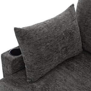 U-Shaped Sectional Sleeper Sofa With Ample Storage Space, 2 Cup Holders And Charging Ports For Living Room