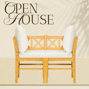 Farmhouse Modern Dining Corner Chairs (Set of 2) With Handwoven Rattan Backrests And Solid Wood Legs - Natural / White