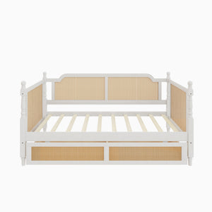 Traditional Style Rattan Daybed, No Box Spring Needed