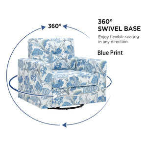 Floral Upholstery Degree Rotation Single Sofa Chair