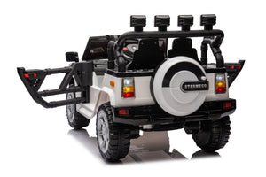12V7A 30W*2 Four-Wheel Drive Seat One Button Start, Forward And Backward, High And Low Speed, Music, Front Light, Power Display, Two Doors Can Open, 2.4G R / C, Seat Belt Four Wheel Absorber