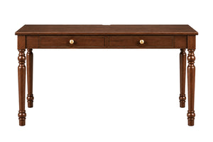 47.2-Inch Walnut Rubber Wood Writing Desk with Drawers, French Country