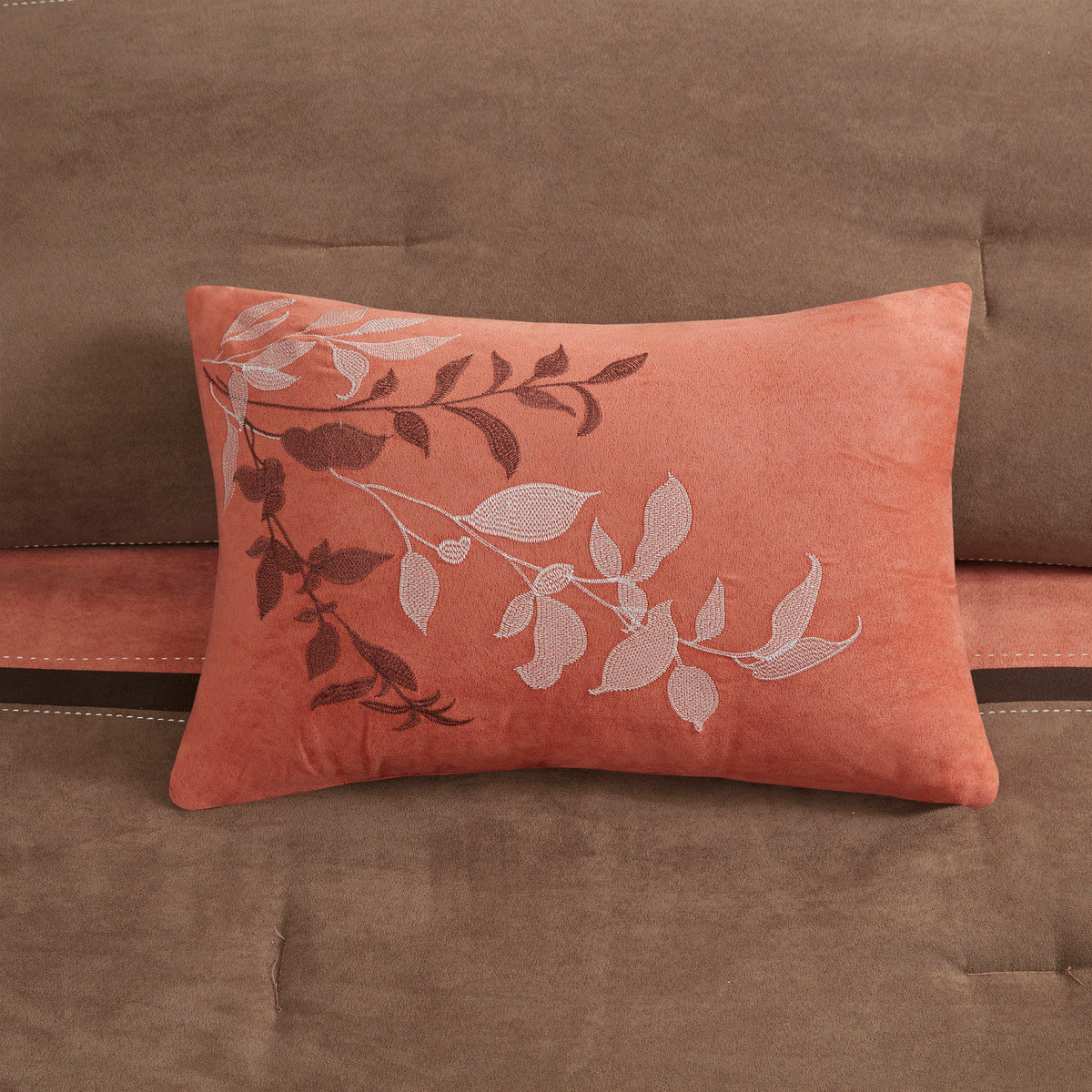 7 Piece Faux Suede Comforter Set - Coral California King