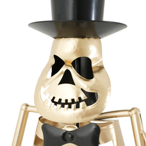 64.6 Inch Metal Skeleton Musician Statue