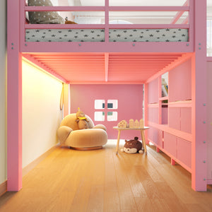Twin Low Loft Bed with Multi-Storage Spaces