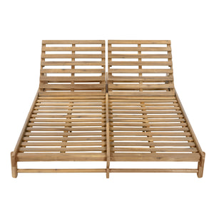 Light Teak Finish Acacia Wood Double Chaise Lounger