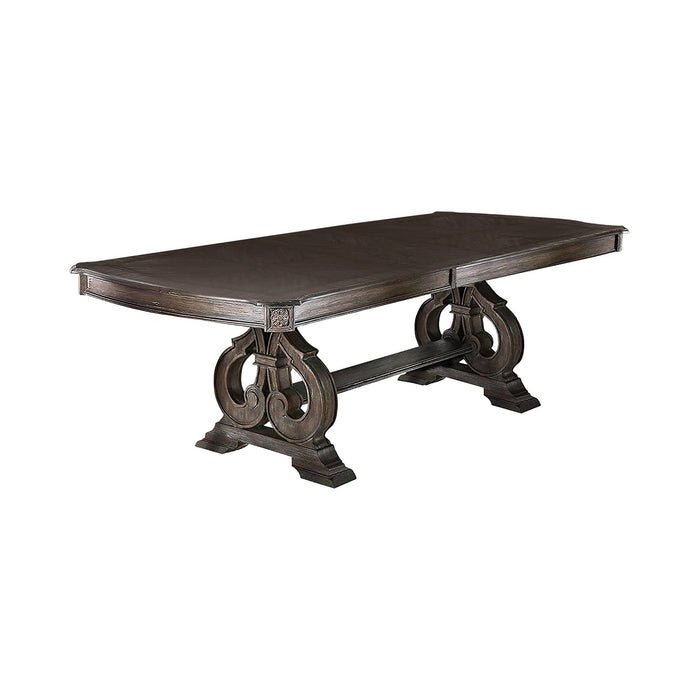 Expandable Leaf Dining Table with Trestle Base - Natural / Rustic