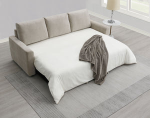 Leira - Linen Pull Out Sleeper Sofa - Beige - Best Buy Furniture