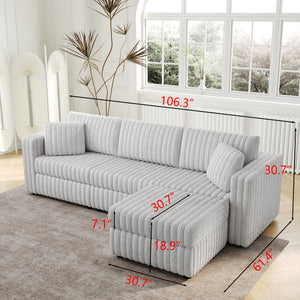 106.3" Soft 3-Person Sofa with Ottoman
