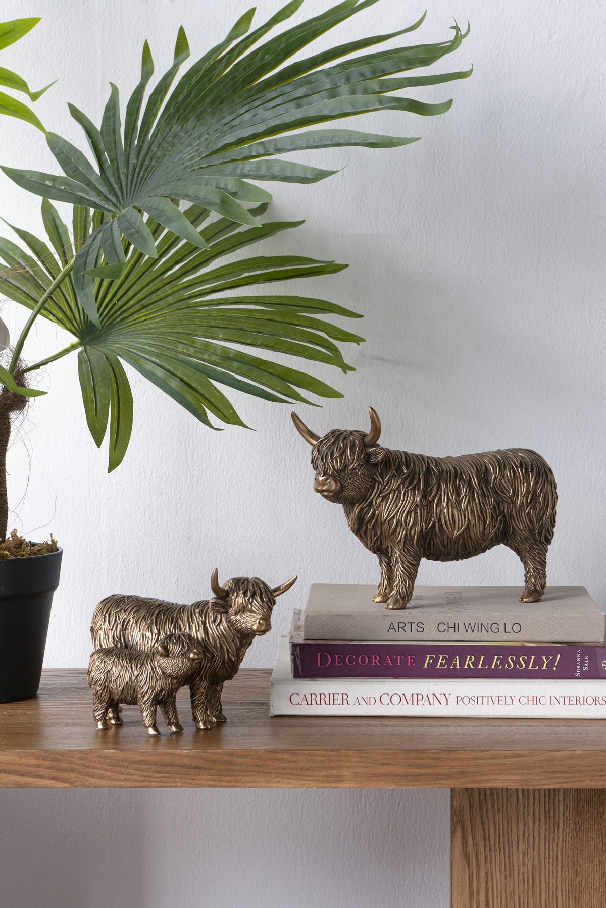 Lifelike Polyresin Highland Cow and Calf Statue