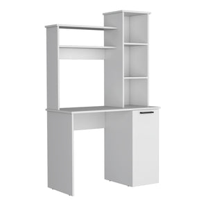 Carson Computer Desk with Hutch, Single Door Cabinet, and Shelves