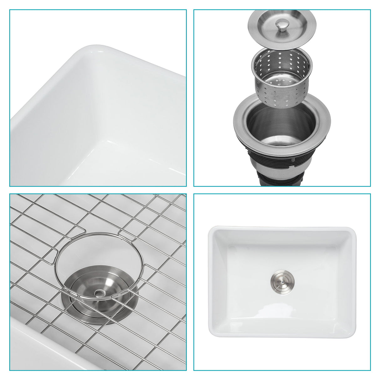 Apron Front Reversible Single Bowl Kitchen Sink & Grid And Strainer