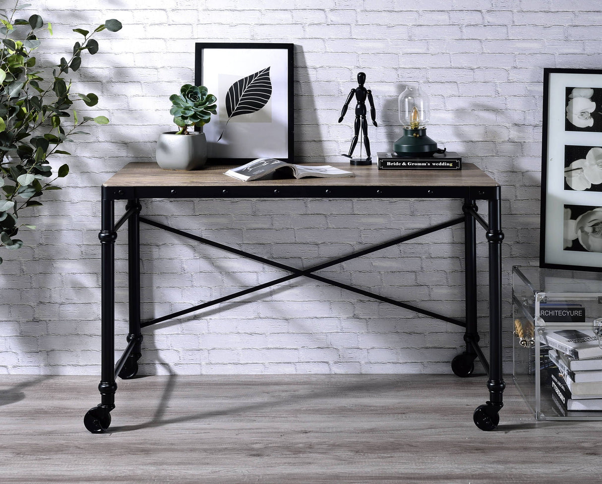 Oklarth - Rustic Writing Desk - Black / Oak - Best Buy Furniture