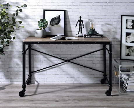 Oklarth - Rustic Writing Desk - Black / Oak - Best Buy Furniture