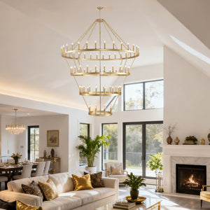 70.87 Inch 3-Tier Wagon Wheel Chandelier