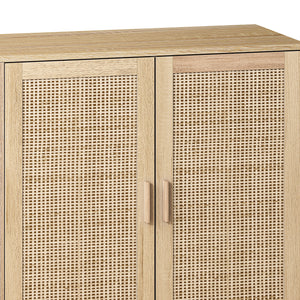 Elegant and Functional 4-Door Rattan Decorative Storage Cabinet