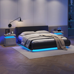 Modern LED Bedside Table with Two Drawers